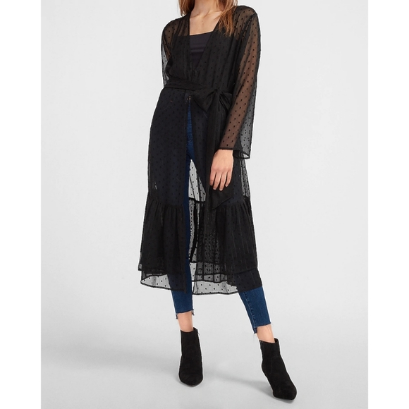 Express Sheer Swiss Dot Kimono Cover-Up L/XL NWT - Picture 2 of 16